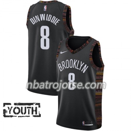 Barn Brooklyn Nets Tröja Spencer Dinwiddie 8 2018-19 Nike City Edition Svart Swingman